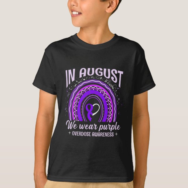 August Vi Bära Lila Rainbow Overdose Awareness M T Shirt (Framsida)