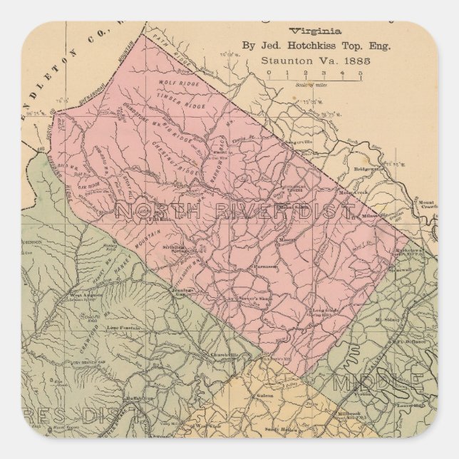Augusta County, Virginia 2 Fyrkantigt Klistermärke (Framsida)