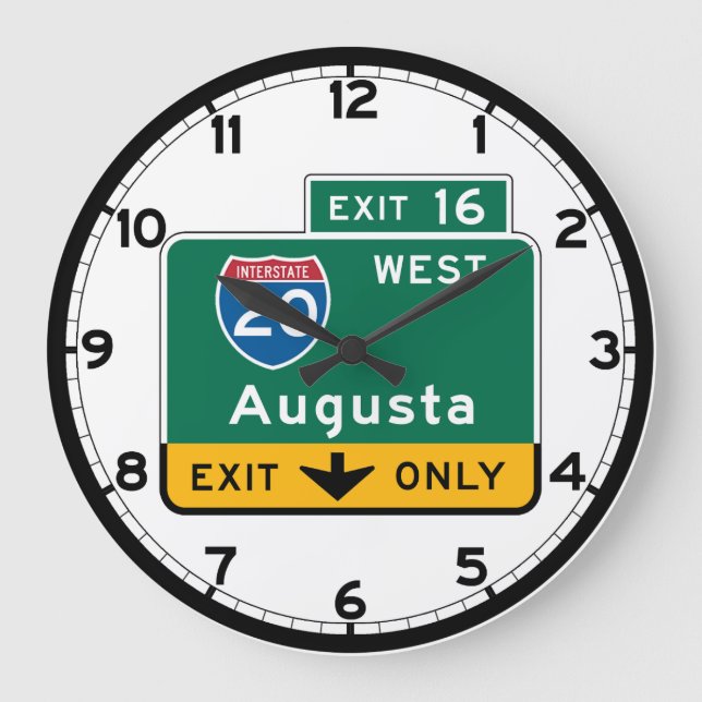 Augusta, GA Road Sign Stor Klocka (Framsida)