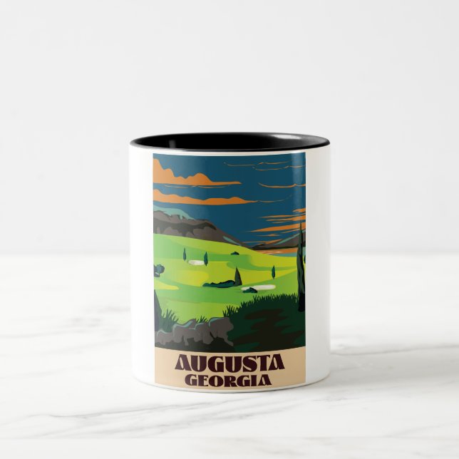 Augusta Georgia Golf poster Två-Tonad Mugg (Center)