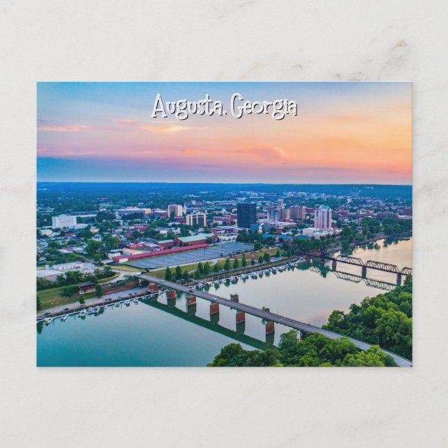 Augusta Georgia Postcard Sunset Vykort (Framsida)