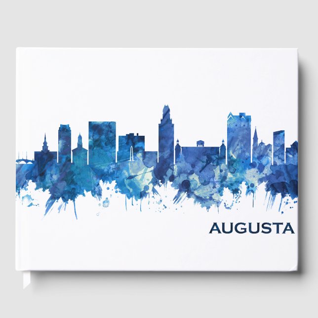 Augusta Georgia Skyline Blue Gästböcker (Framsida)