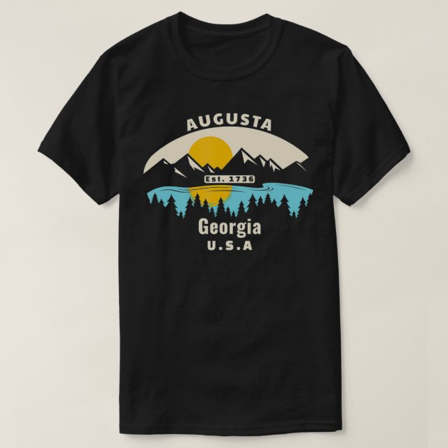 Augusta Georgia Souvenir Mountain Sunset River T Shirt (Design framsida)