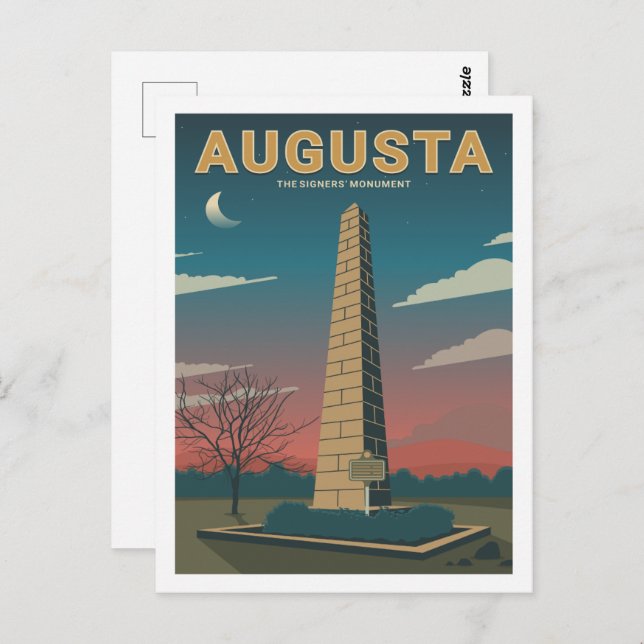 Augusta Monument Berömd Travel Ställe Illustration Vykort (Fram/baksida)