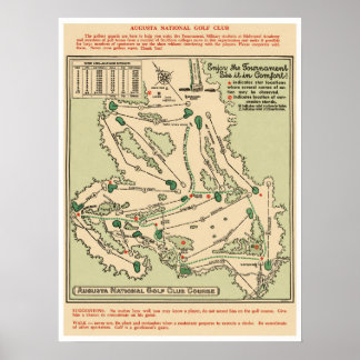 Augusta National Golf Course Kartposter Poster