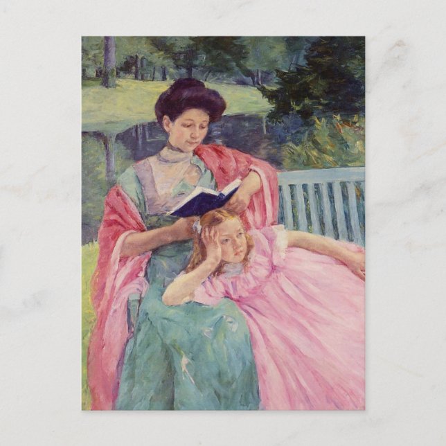 Auguste läser för sin dotter av Mary Cassatt  Vykort (Framsida)