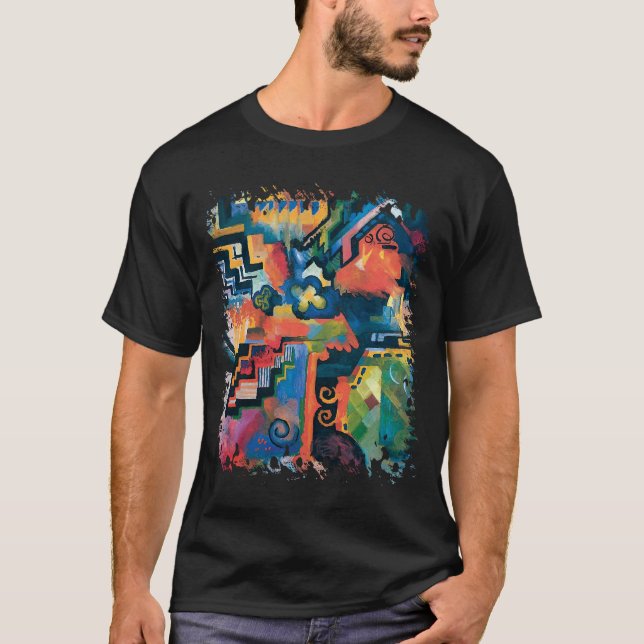 Auguste Macke - Homage till Bach Abstrakt Modern K Tee Shirt (Framsida)