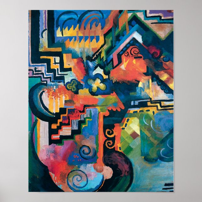 Auguste Macke - Homage to Bach Abstrakt Modern Art Poster (Framsidan)