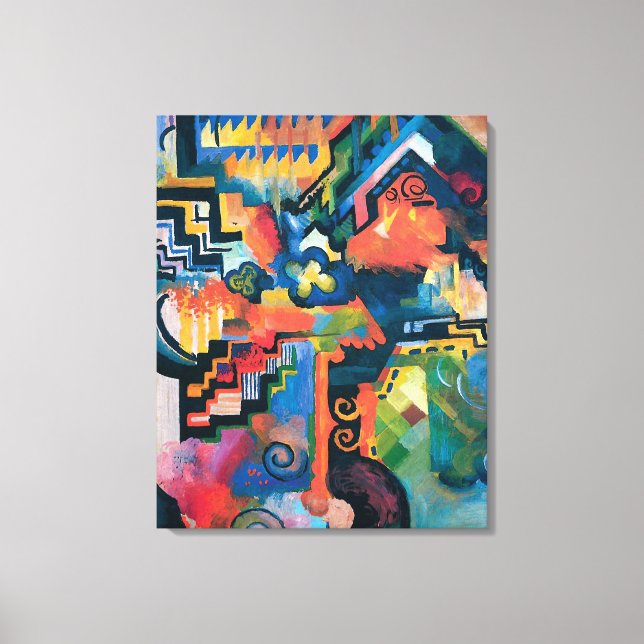 Auguste Macke - Hyllning till Bach Abstrakt modern Canvastryck (Framsida)