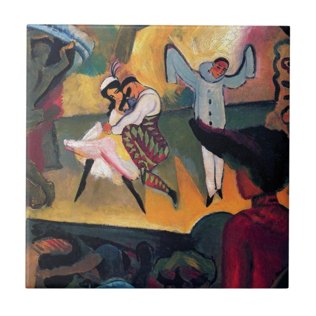 Auguste Macke - Ryska balettdansöser på scen Kakelplatta (Framsidan)