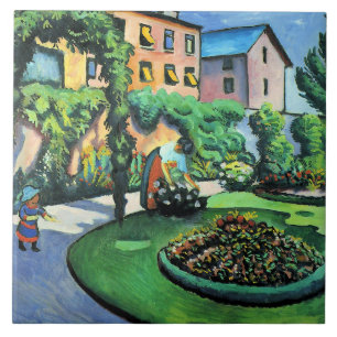 Auguste Macke - Trädgårdsbild, populär målning, Kakelplatta