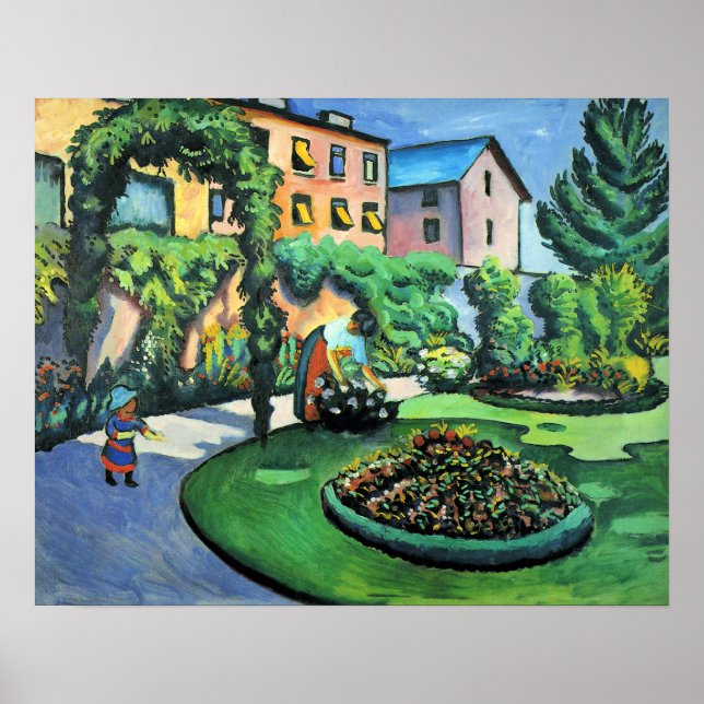 Auguste Macke - Trädgårdsbild, populär målning, Poster (Framsidan)