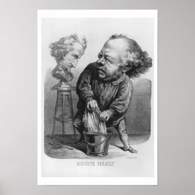 Auguste Preault (1809-79), karikatyr från Le Bou Poster (Framsidan)
