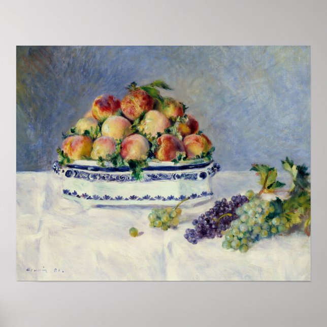 Auguste Renoir - Fortfarande med persikor och druv Poster (Framsidan)