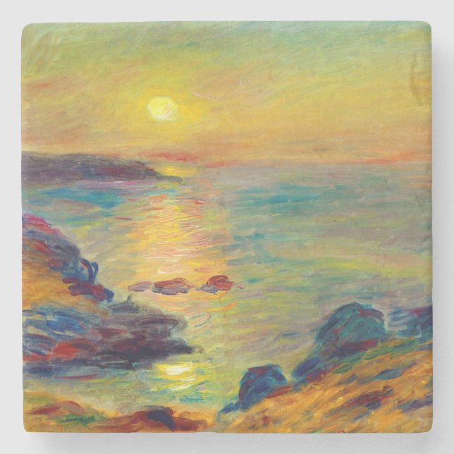 Auguste Renoir "Solnedgång och Douarnenez" Stenunderlägg (Framsidan)