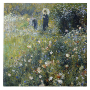 Auguste Renoir - Woman med parasol i en Garden Kakelplatta