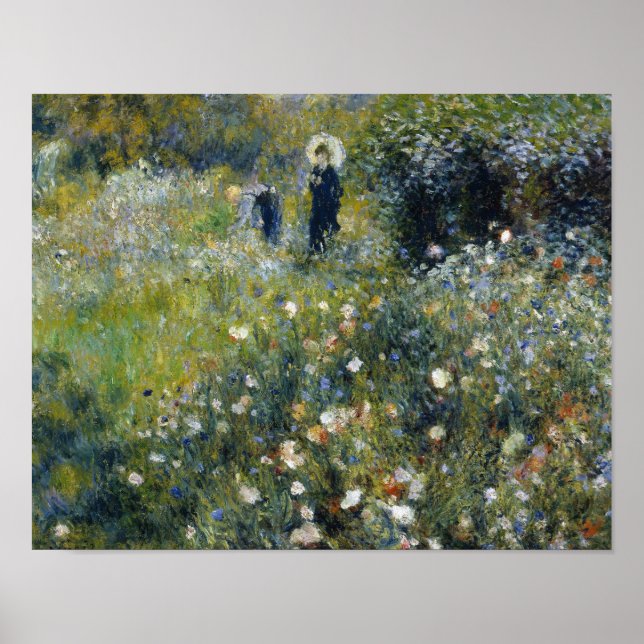 Auguste Renoir - Woman med parasol i en Garden Poster (Framsidan)