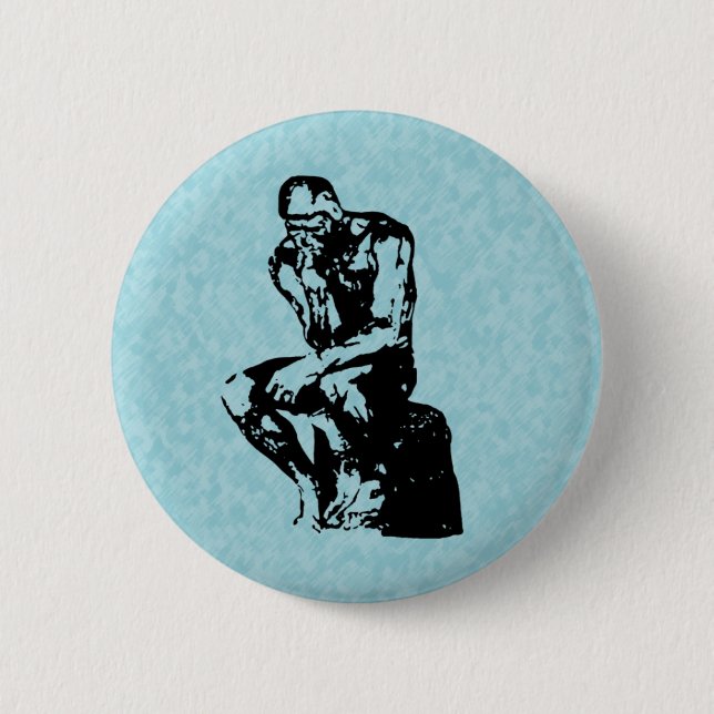 Auguste Rodin Thinker Light Cyan Button Knapp (Framsida)