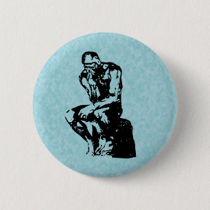 Auguste Rodin Thinker Light Cyan Button Knapp