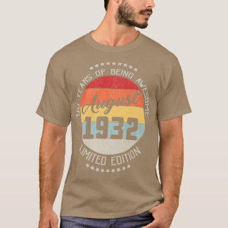 Augusti 1932 90:e födelsedag 90 år gammal t shirt