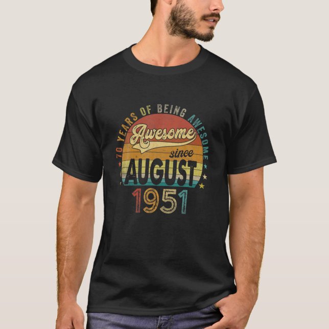 Augusti 1951 70 Years Old Begränsad Edition 70th B T Shirt (Framsida)