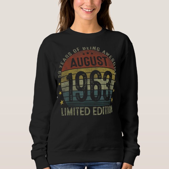 Augusti 1963 59 Birthday 59 Years T Shirt (Framsida)