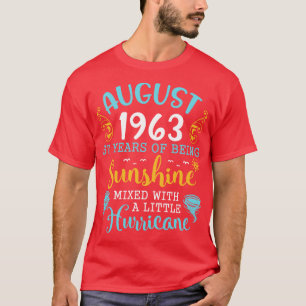 Augusti 1963 Grattis på födelsedagen 57 år av soln T Shirt