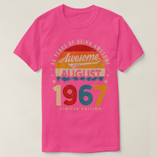 Augusti 1967 Födelsedag 55 år efter Fantastisk Vin T Shirt (Design framsida)