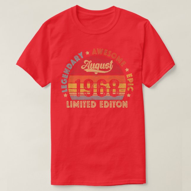Augusti 1968 54 Birthday Legendary Fantastisk Epic T Shirt (Design framsida)