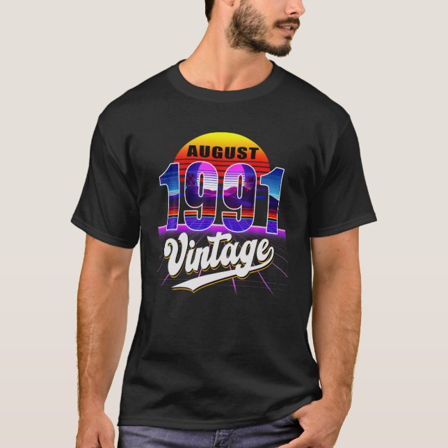 Augusti 1991 Retro 30års födelsedag Vaporwave 330' T Shirt (Framsida)
