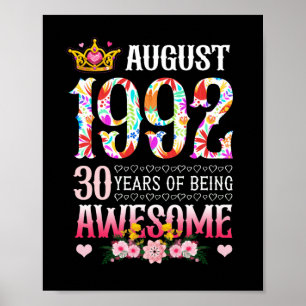 Augusti 1992 30års födelsedag 30 år Fantastisk Blo Poster