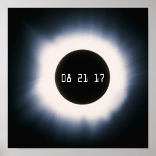 Augusti 2017 Total Solar Eclipse in Black and Whit Poster