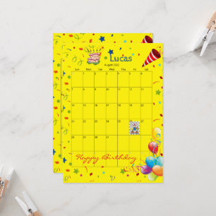 Augusti 2022 Calendar Grattis på födelsedagen-inbj Inbjudningar