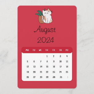 Augusti 2024 Stativ Ensam - kalender för katter oc Meny
