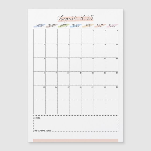 Augusti 2025 Magnetic Calendar (Framsida)