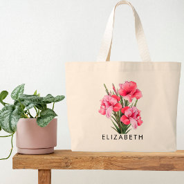 Augusti Birth Month Flower Customized Gift för hen Jumbo Tygkasse