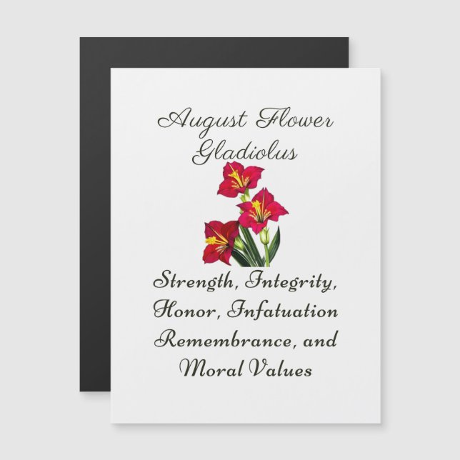 Augusti Birth Month Flower Gladiolus Birth Gift (Fram/baksida)