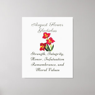 Augusti Birth Month Flower Gladiolus Birth Gift Canvastryck