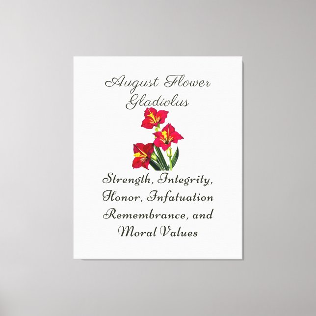 Augusti Birth Month Flower Gladiolus Birth Gift Canvastryck (Framsida)