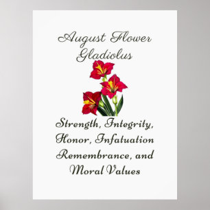 Augusti Birth Month Flower Gladiolus Birth Gift Poster