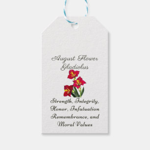 Augusti Birth Month Flower Gladiolus Birth Gift Presentetikett
