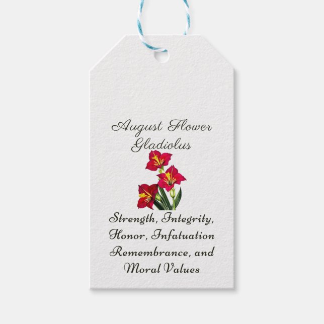 Augusti Birth Month Flower Gladiolus Birth Gift Presentetikett (Framsidan)