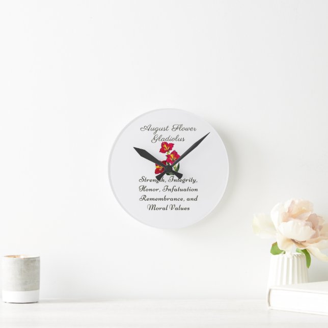 Augusti Birth Month Flower Gladiolus Birth Gift Rund Klocka (Hem)
