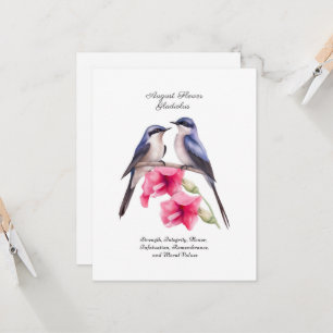 Augusti Birth Month Flower Gladiolus with Birds