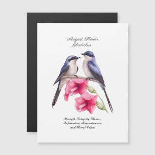 Augusti Birth Month Flower Gladiolus with Birds