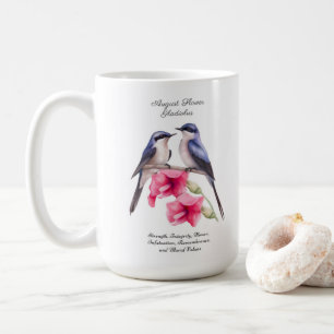 Augusti Birth Month Flower Gladiolus with Birds Kaffemugg
