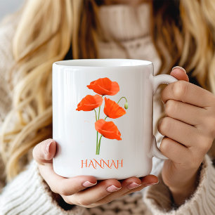 Augusti Birth Month Flower Red Poppies Kaffemugg