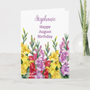 Augusti Birthday Birthday Month Flower Gladiolus C Kort