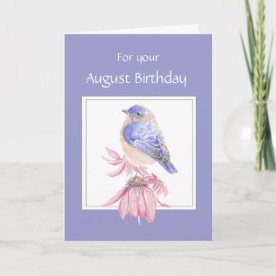 Augusti Birthday, Bluebird & Flower Kort