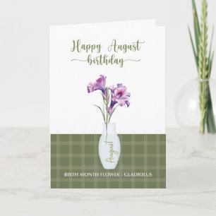 Augusti Birthday Gladiolus Birth Month Flower Kort